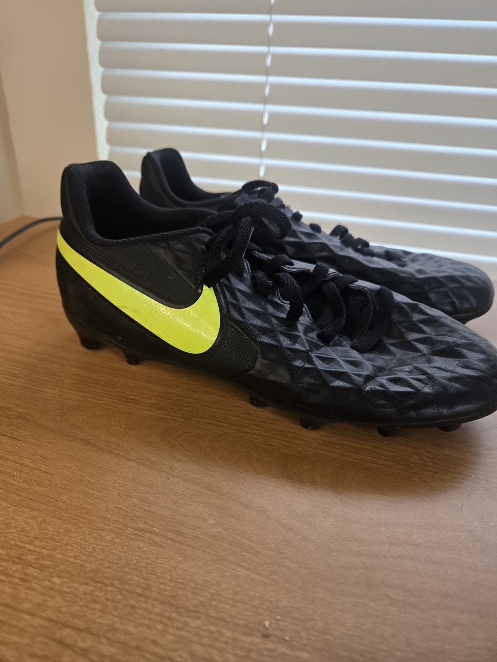 Nike Men’s Black Soccer Cleats with Neon Yellow Swoosh
